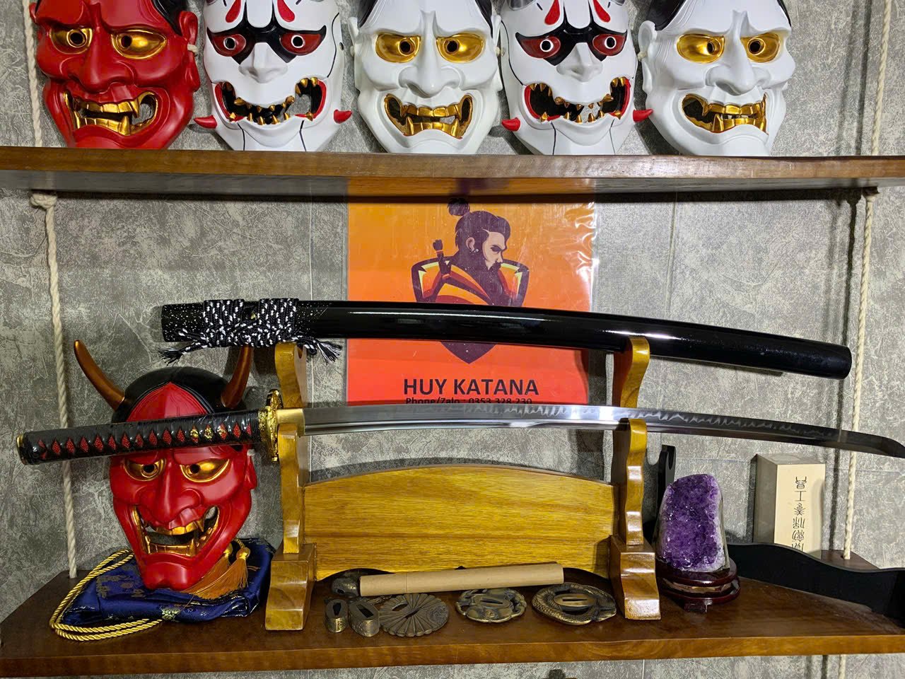 Kiếm Nhật Katana Thép T10 - Thiết Kế 2 Rãnh Máu Cao Cấp