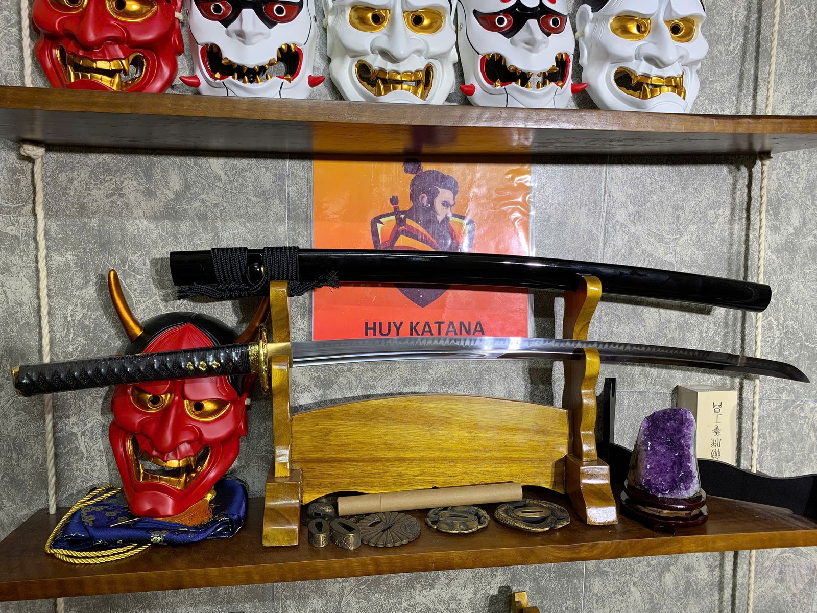 Kiếm Nhật Katana Thép T10 - Thiết Kế 2 Rãnh Máu Cao Cấp
