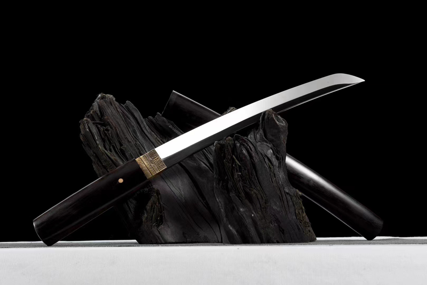 Đoản Kiếm Gương Sáng 12 Tấc – Lưỡi Thép Phong, Cán Gỗ Mun Đen Nguyên Khối