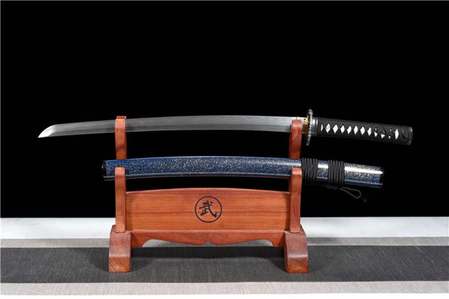 Kiếm Nhật WAKIZASHI Thép Hoa Văn Đốt Sống Thanh Phong