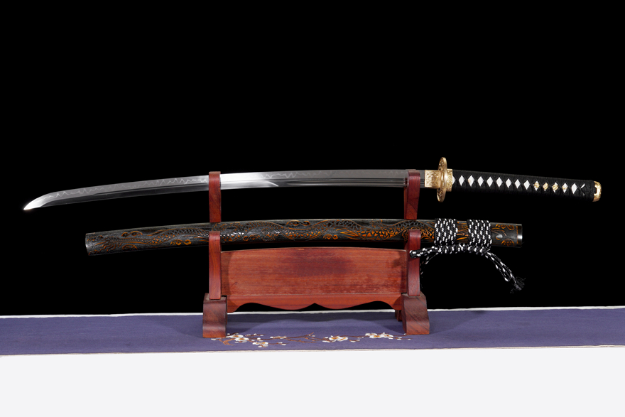 Kiếm Nhật Katana Thép T10 Khắc Long Tiểu Ô Hoàn ,Vỏ điêu khắc tinh xảo