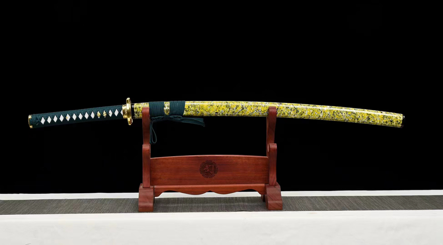 Kiếm Nhật Samurai Katana Vàng Tím - Phiên Bản Thép Lò Xo Cao Cấp