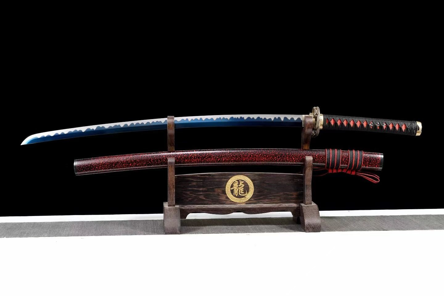 KATANA BỘC HỒN LONG CHÚ – KIẾM NHẬT THÉP MANGAN RÈN LIỀN KHỐI, THÂN XANH ĐEN, PHỤ KIỆN ĐỒNG CỔ ĐIỂN