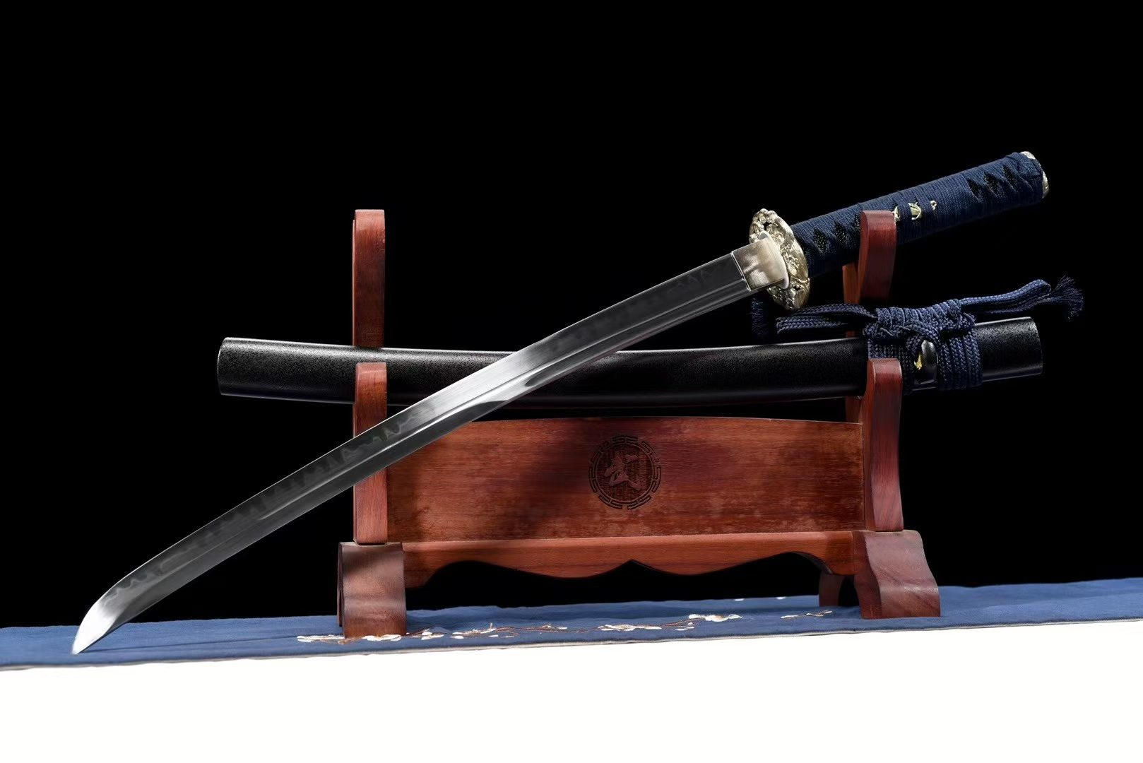 Kiếm Nhật Wakizashi Tiểu Ô Hoàn – Sóng Biển 20 Inch – Thép T10 Tôi Lưỡi, Mài Gương Cao Cấp