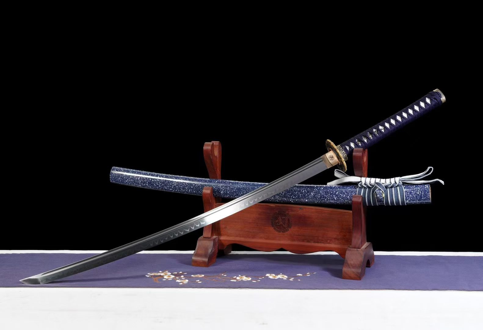 Kiếm Nhật Katana Lam Diễm 26 Inch – Thép T10 Tôi Lưỡi, Đồng Nguyên Khối, Mài Gương 18 Bước