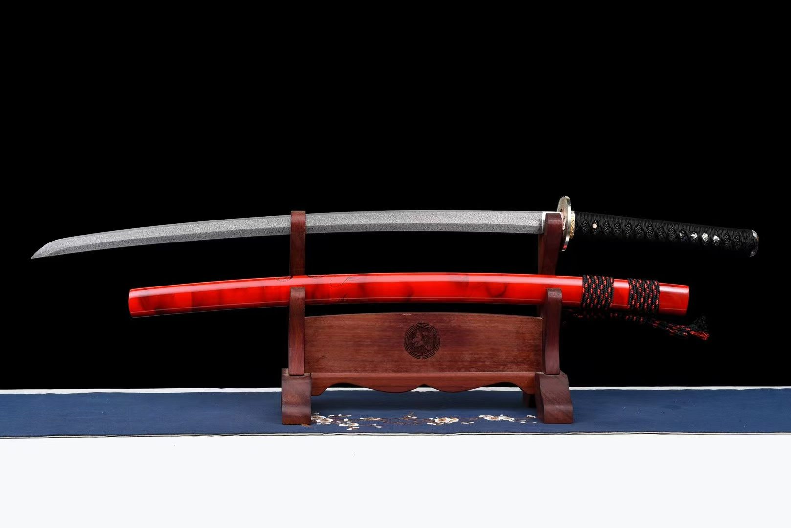 Katana Hổ Phệ – Thép Hoa Văn Rèn Trăm Lần, Vân Tròn Stonewashed 2026