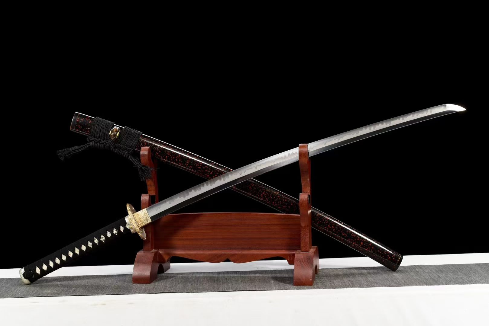 KIẾM NHẬT KATANA HOA TIỀN NGUYỆT HẠ THÉP T10 HAMON CAO CẤP