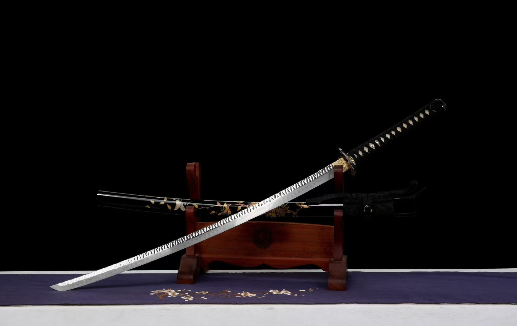 KIẾM NHẬT KATANA HẦU TỬ TRÁI ĐÀO THÉP T10 VÂN ĐÁ HAMON CAO CẤP