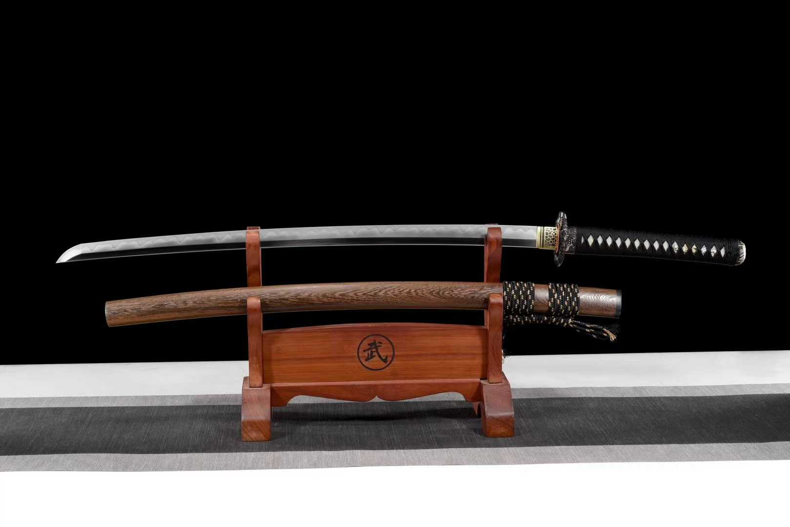 Kiếm Katana Chiến Long Ức Dã – Thép Hoa Văn Gấp, Tôi Lưỡi, Mài Ba Màu, Yokote Thật